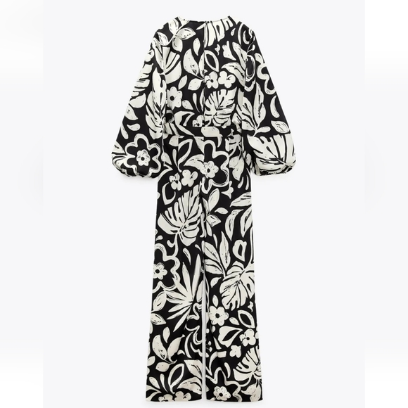 ZARA * SATIN LONG PRINT JUMPSUIT - Picture 7 of 11